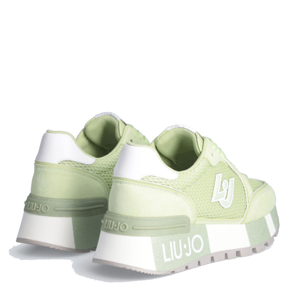 Damenschuhe LIU JO Amazing 25 Plateau-Sneaker aus mintgrünem Wildleder und Mesh