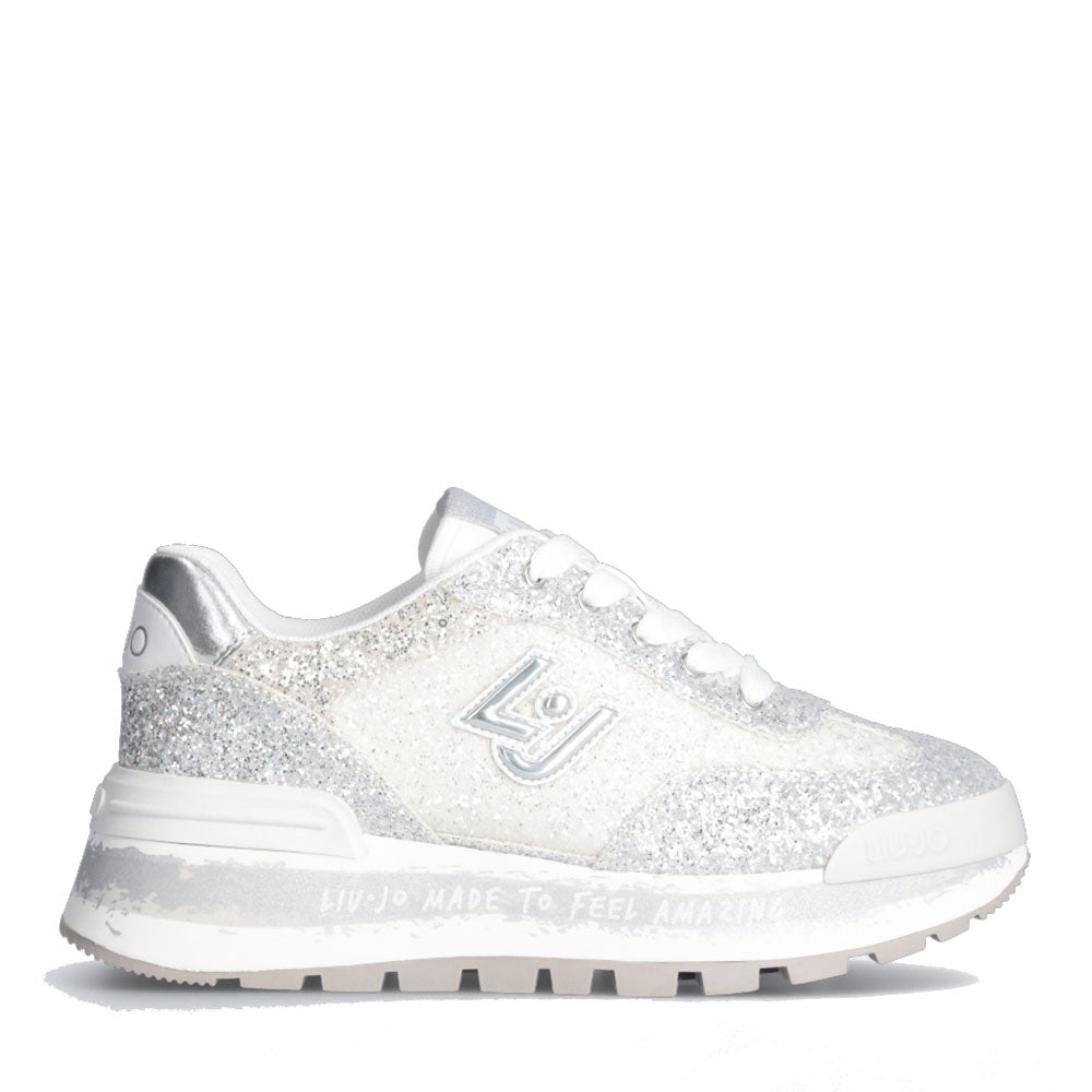 Scarpe Donna LIU JO Sneakers Platform Amazing 26 Full Glitter Silver