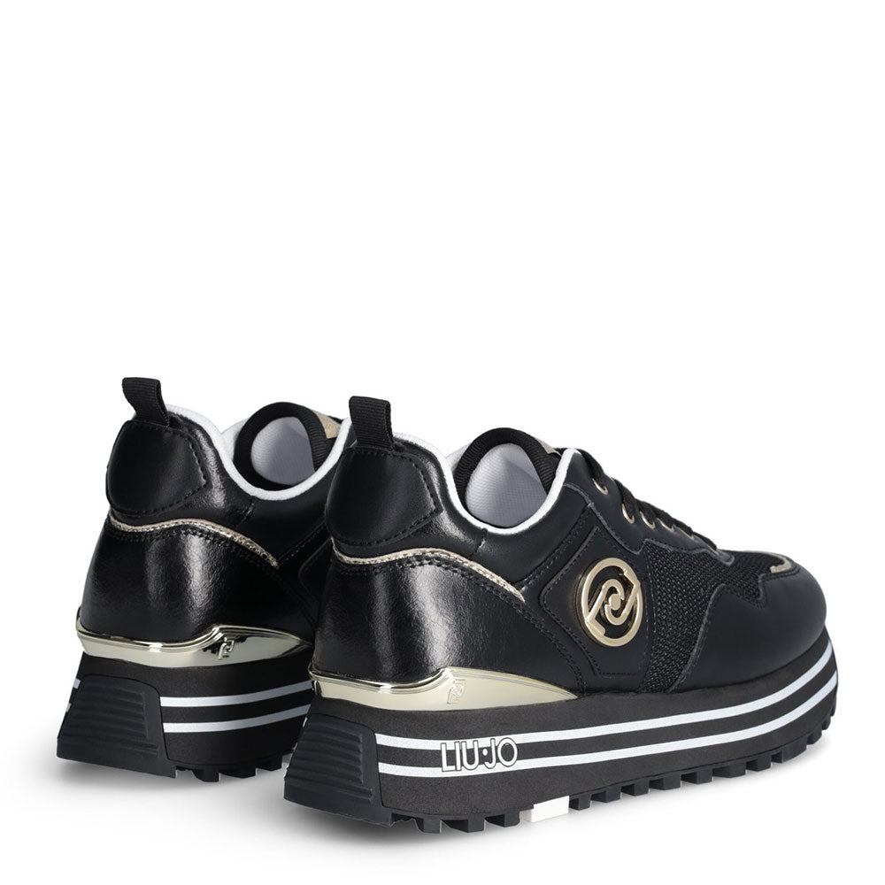Scarpe Donna LIU JO Sneakers Platform Maxi Wonder 100 in Pelle e Brighty Mesh Black