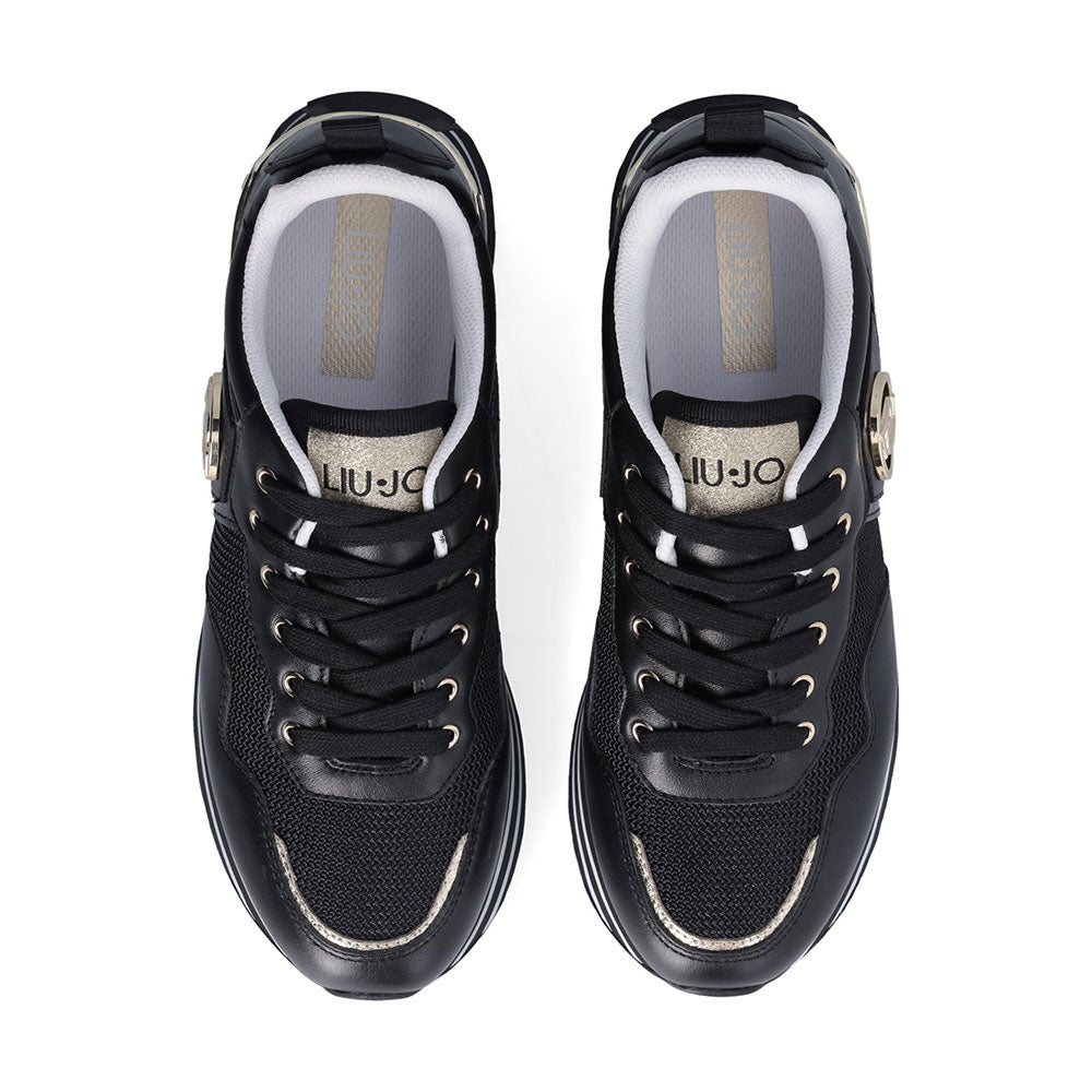 Scarpe Donna LIU JO Sneakers Platform Maxi Wonder 100 in Pelle e Brighty Mesh Black