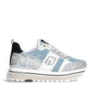 Damenschuhe LIU JO Sneakers Platform Maxi Wonder 71 Denim Wildleder und Glitzer in den Farben Denim und Silber