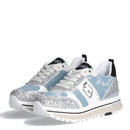 Damenschuhe LIU JO Sneakers Platform Maxi Wonder 71 Denim Wildleder und Glitzer in den Farben Denim und Silber