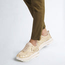 Scarpe Donna LIU JO Sneakers Platform Maxi Wonder 73 in Suede e Nylon stampa Animalier Light Gold