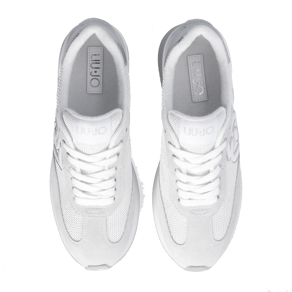 Damenschuhe LIU JO Dreamy 02 Sneakers aus Wildleder und hellem Mesh in Weiß und Silber