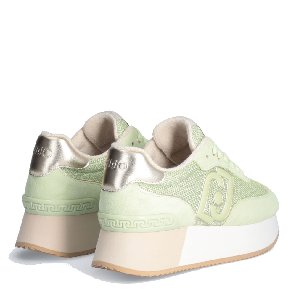 Scarpe Donna LIU JO Sneakers Dreamy 02 in Suede e Brighty Mesh Light Green e Light Gold