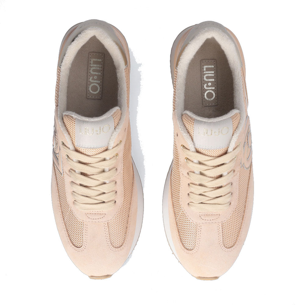 Scarpe Donna LIU JO Sneakers Dreamy 02 in Suede e Brighty Mesh Papaya e Light Gold