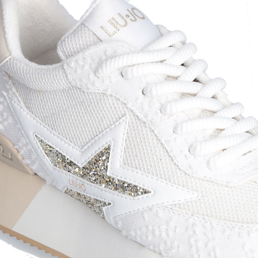Scarpe Donna LIU JO Sneakers Platform Dreamy 03 in Denim e Brighty Mesh White e Light Gold