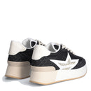 Damenschuhe LIU JO Dreamy 03 Plateau-Sneaker aus Denim und hellem Mesh in Schwarz und Hellgold