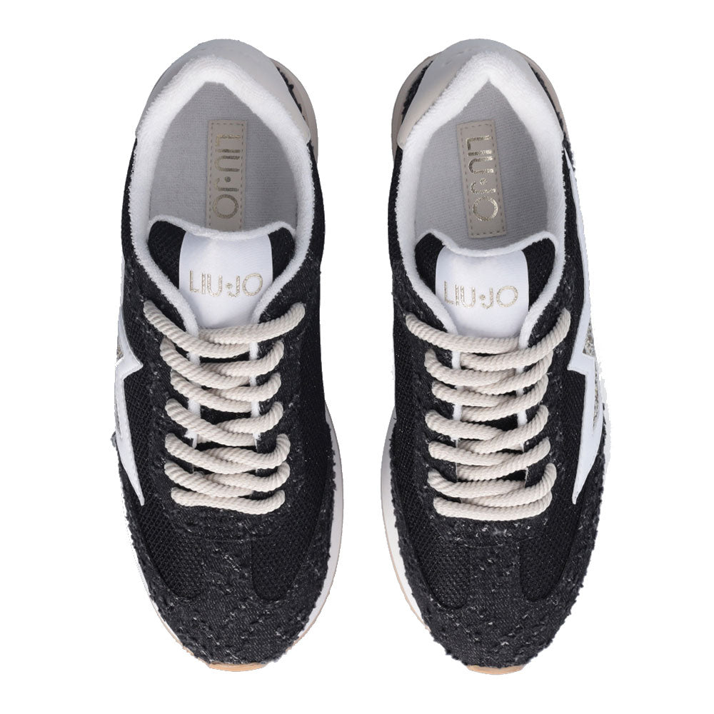 Scarpe Donna LIU JO Sneakers Platform Dreamy 03 in Denim e Brighty Mesh Black e Light Gold