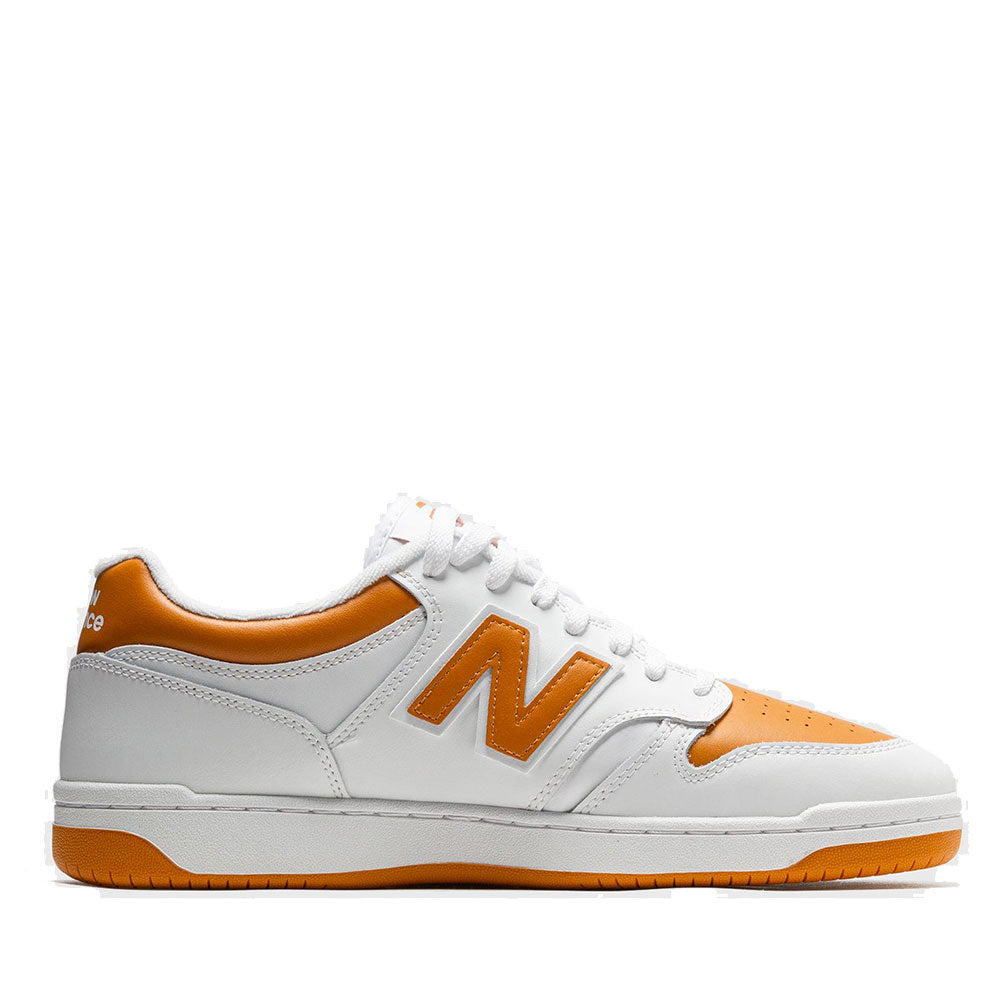 Scarpe Unisex NEW BALANCE Sneakers 480 in Pelle colore White e Orange