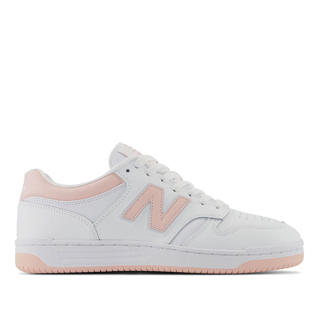 NEW BALANCE Damenschuhe 480 Sneakers aus weißem und rosa Haze-Leder