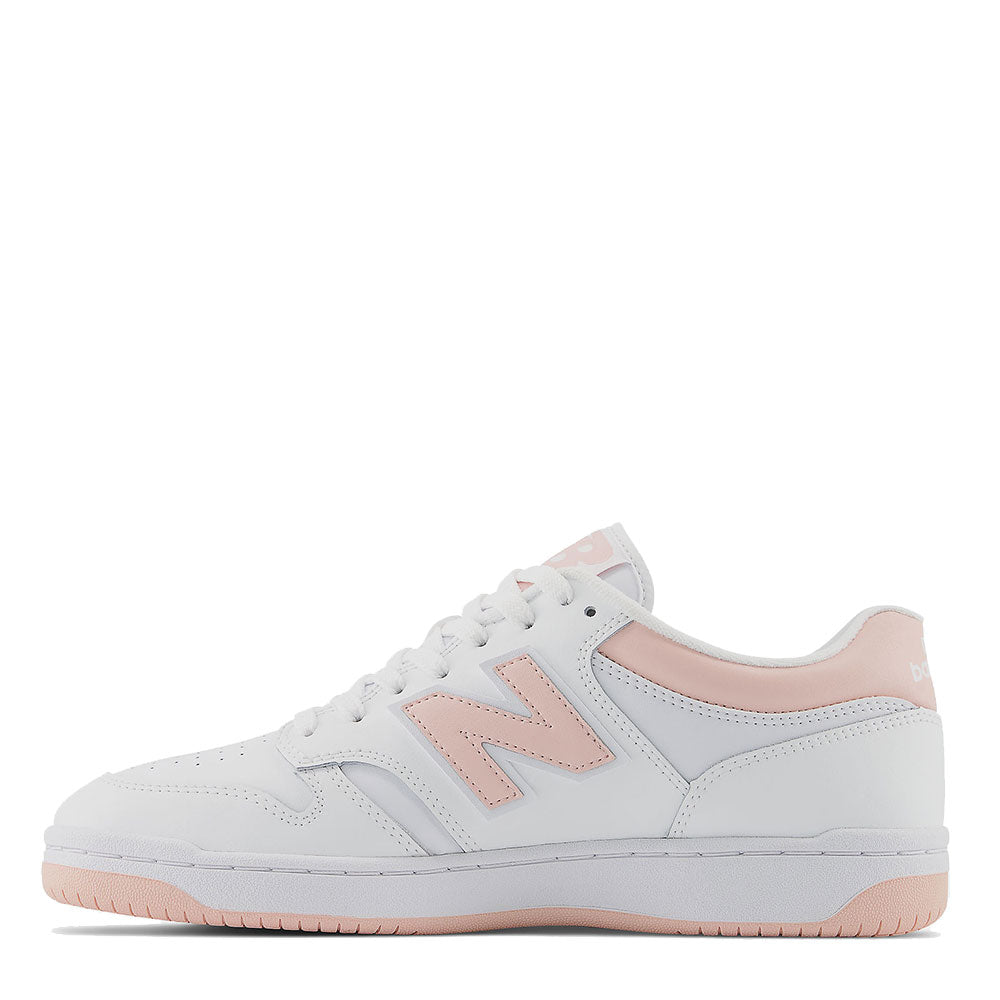 NEW BALANCE Damenschuhe 480 Sneakers aus weißem und rosa Haze-Leder