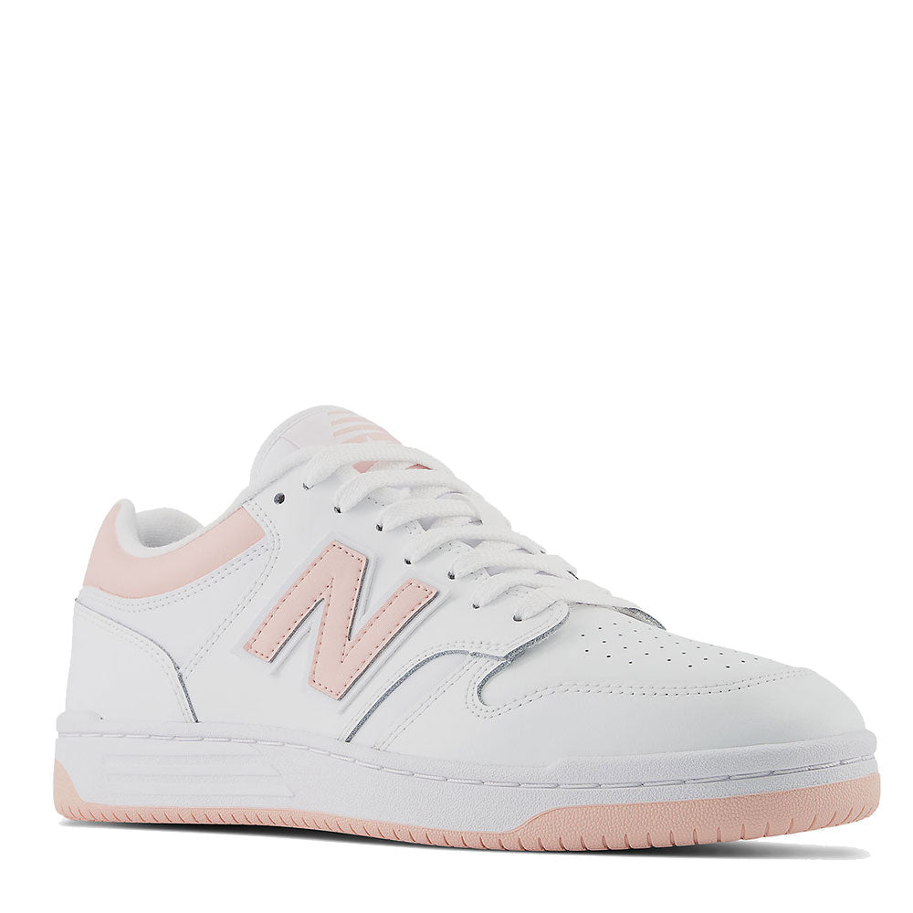 NEW BALANCE Damenschuhe 480 Sneakers aus weißem und rosa Haze-Leder