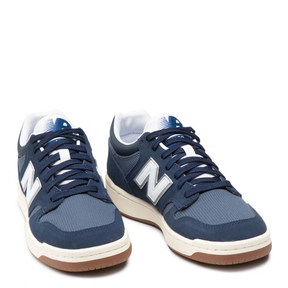 Scarpe Uomo NEW BALANCE Sneakers 480 in Suede e Mesh colore Navy e White