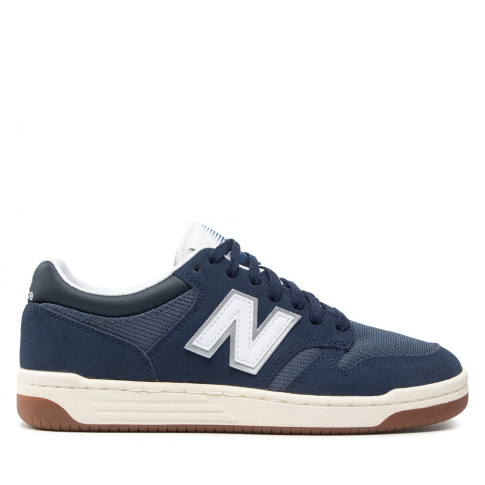 Scarpe Uomo NEW BALANCE Sneakers 480 in Suede e Mesh colore Navy e White