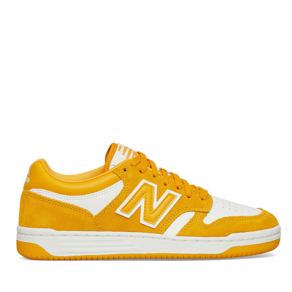 Unisex-Schuhe NEW BALANCE 480 Sneakers aus Leder und Wildleder in der Farbe Varsity Gold