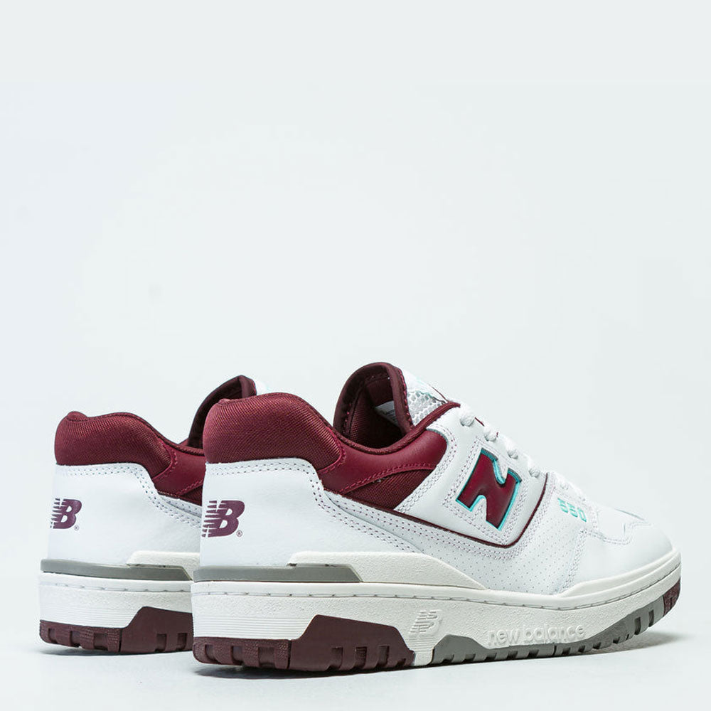 Herrenschuhe NEW BALANCE 550 Sneakers aus weißem und burgunderfarbenem Leder