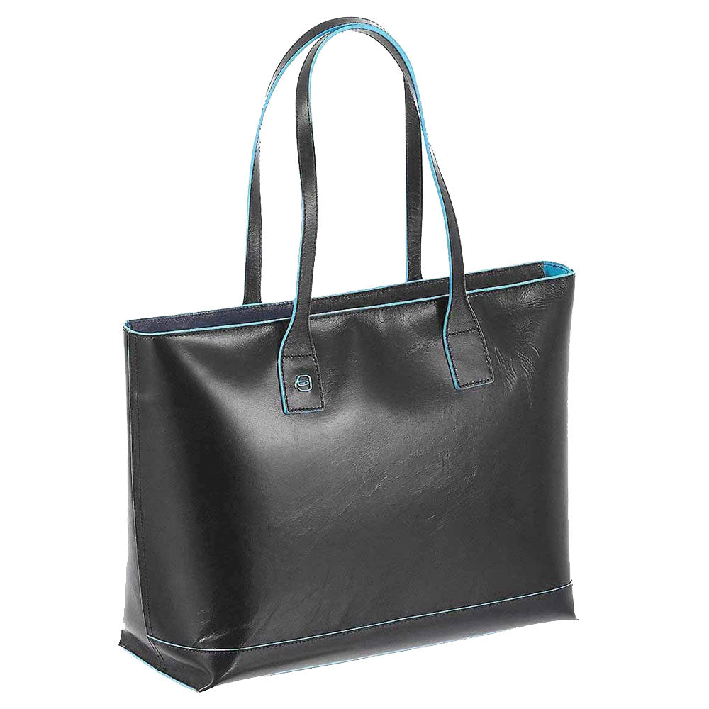 Borsa Donna PIQUADRO linea Blue Square Shopping Bag in Pelle Nera con Porta iPad - BD3336B2