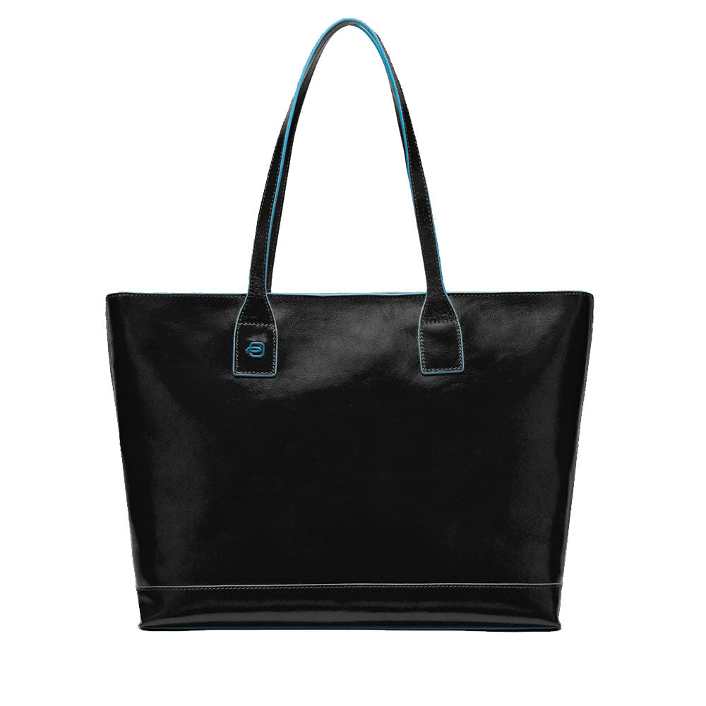 Borsa Donna PIQUADRO linea Blue Square Shopping Bag in Pelle Nera con Porta iPad - BD3336B2