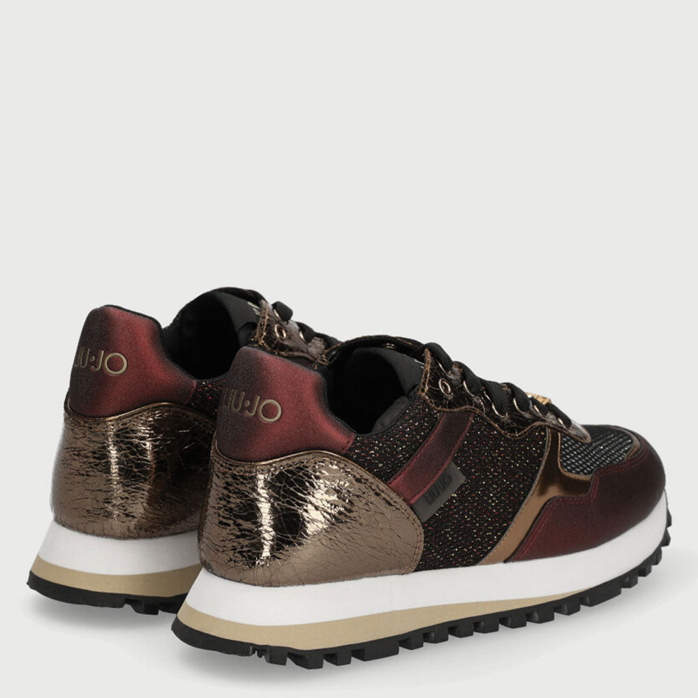 Scarpe Donna LIU JO Sneakers in Nappa con Inserti Metalizzati colore Burgundy