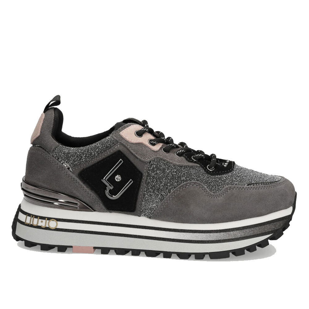 Scarpe Donna LIU JO Sneakers Platform in Suede e Lurex Grigio