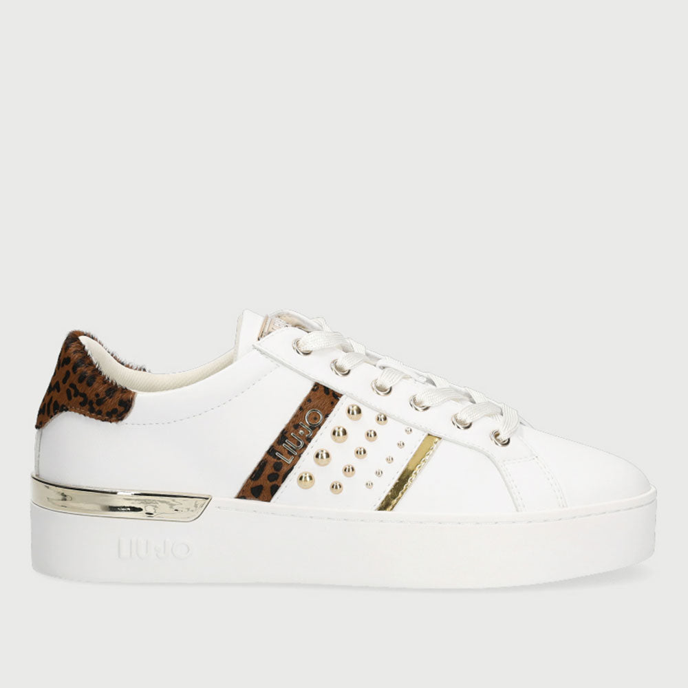 Scarpe Donna LIU JO Sneakers Bianche e Animalier con Borchie