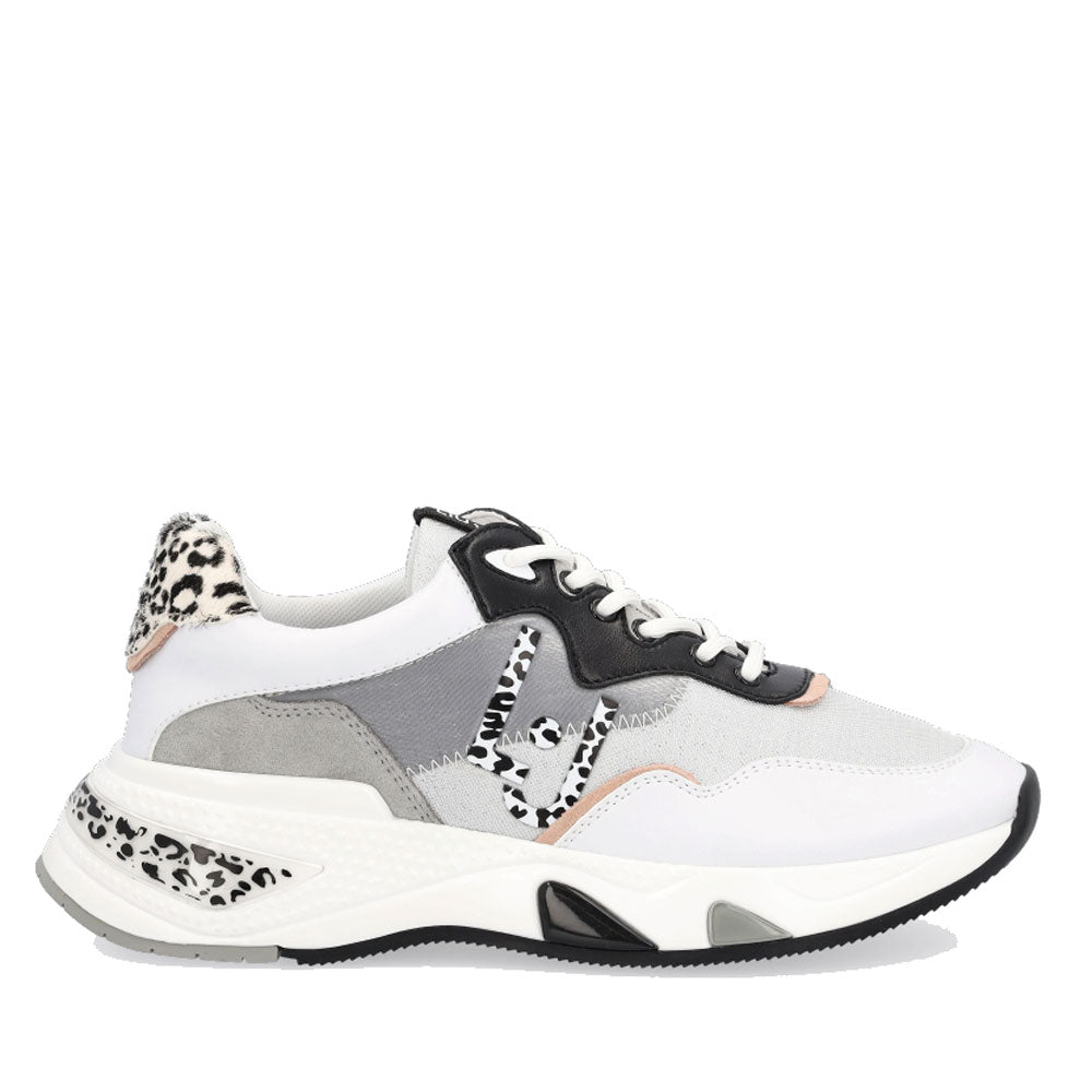 Damenschuhe LIU JO Sneakers aus Lurex und weißem Satin mit Animalier-Detail