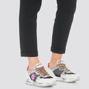 Damenschuhe LIU JO Sneakers aus Wildleder und Mesh in Silber und Fuchsia