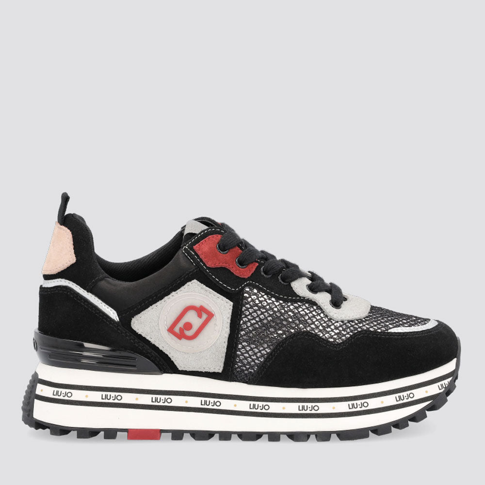Scarpe Donna LIU JO Sneakers Platform in Suede con Paillettes colore Nero