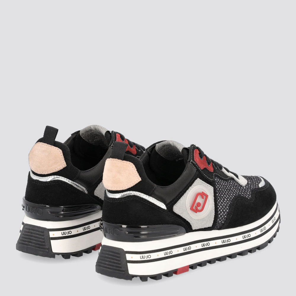 Scarpe Donna LIU JO Sneakers Platform in Suede con Paillettes colore Nero