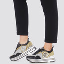 Scarpe Donna LIU JO Sneakers Platform con Glitter colore Nero Oro e Argento