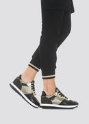 Scarpe Donna LIU JO Sneakers in Suede e Mesh Lamè colore Nero e Oro