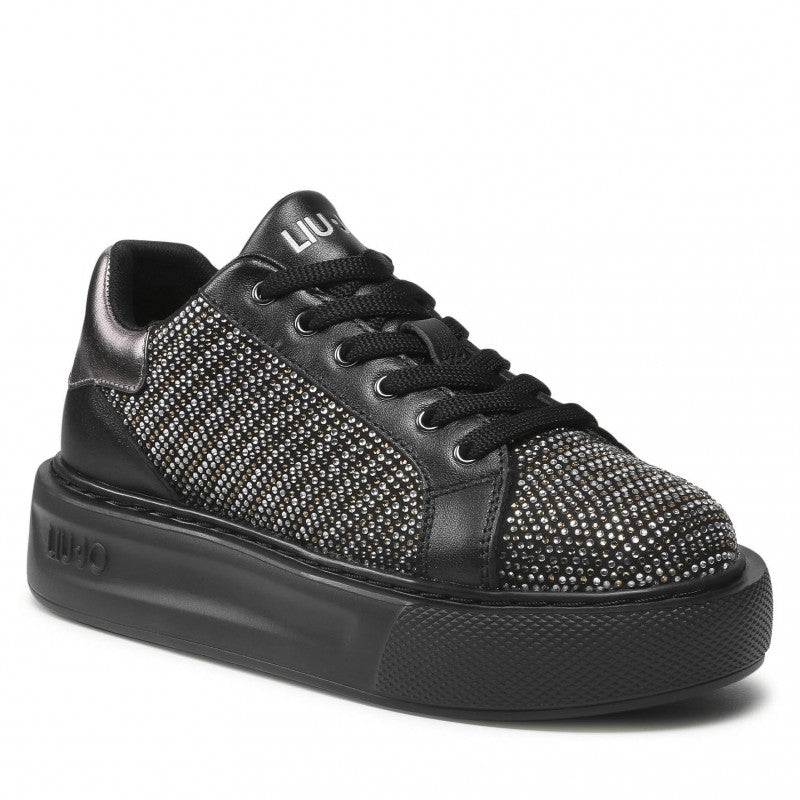 Damenschuhe LIU JO Schwarze Sneakers mit Strasssteinen