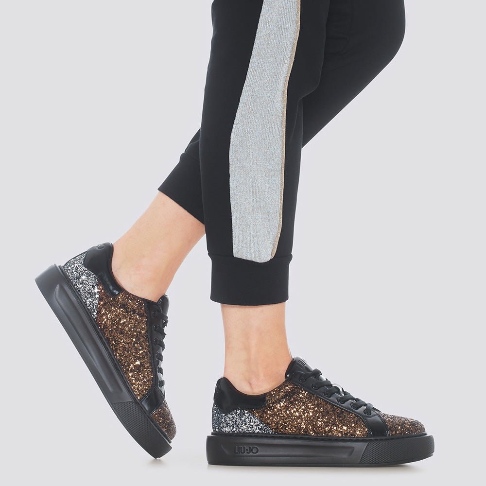 Scarpe Donna LIU JO Sneakers Nere con Glitter color Cioccolato