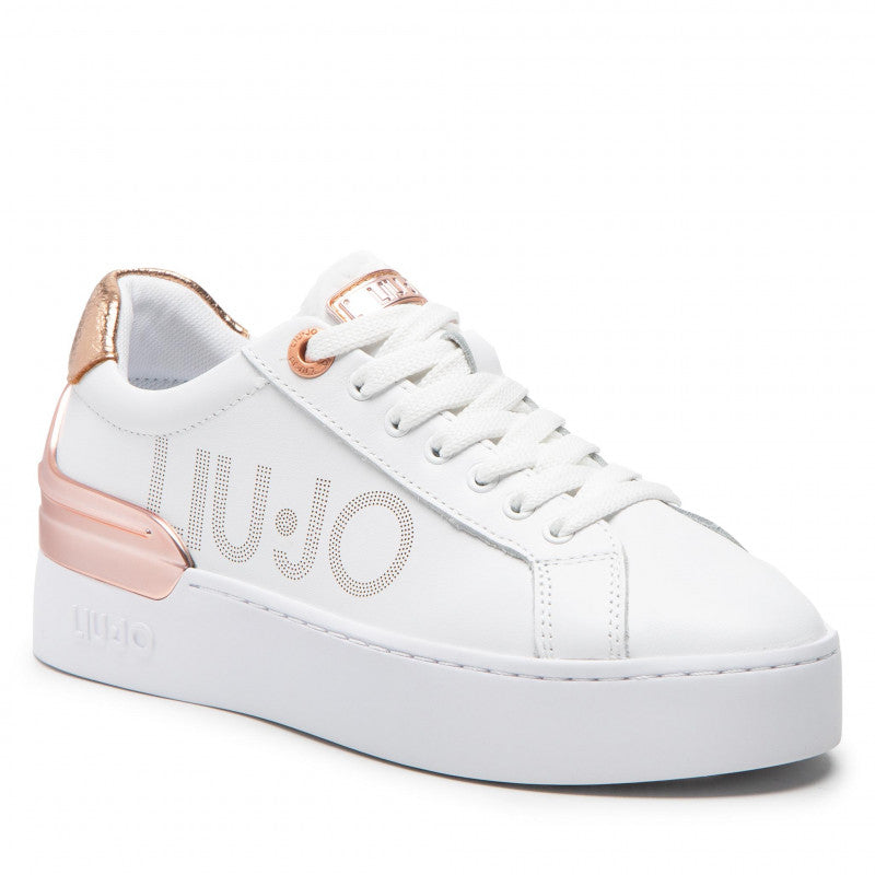 Damenschuhe LIU JO Silvia 65 Sneakers aus weißem Leder und Roségold