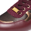 Scarpe Donna LIU JO Sneakers Wonder 01 in Suede Glitter e Mesh Bordeaux e Bronze
