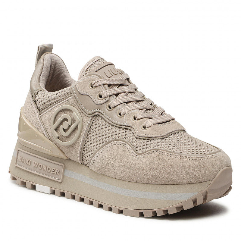 Damenschuhe LIU JO Wonder 52 Plateau-Sneaker aus Mesh und Wildleder in der Farbe Daino