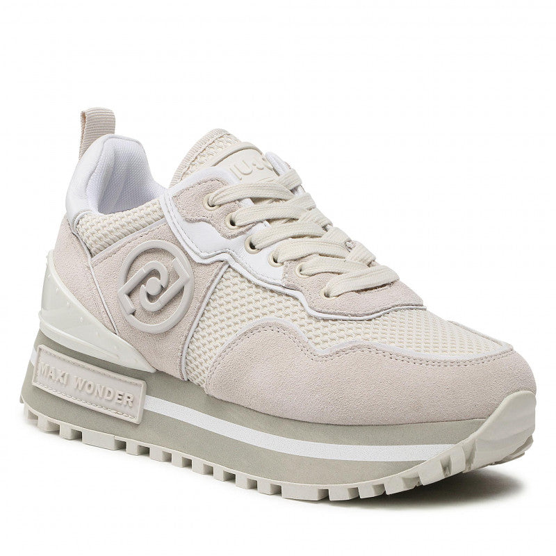 Damenschuhe LIU JO Wonder 52 Plateau-Sneaker in Mesh und Wildleder in der Farbe Purity