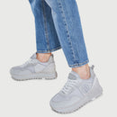 Scarpe Donna LIU JO Sneakers Platform Wonder 52 in Mesh e Suede color Taupe