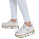 Damenschuhe LIU JO Maxi Wonder 01 Plateau-Sneaker aus muschelfarbenem Leder