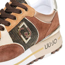Scarpe Donna LIU JO Sneakers Platform Maxi Wonder 20 in Suede e Mesh Camouflage colore Marrone