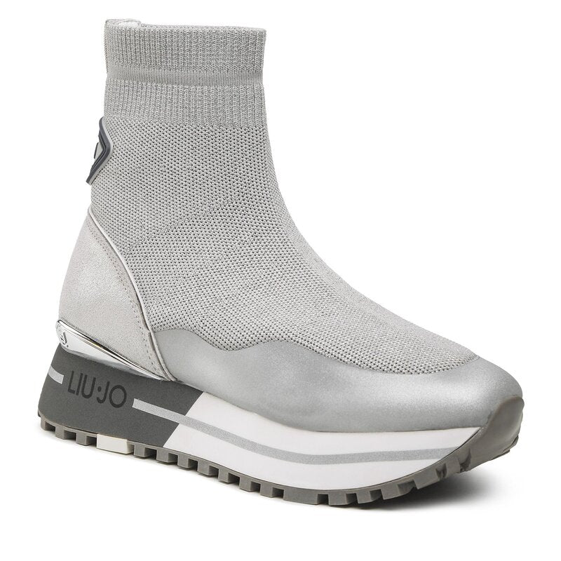 Damenschuhe LIU JO Wonder 51 Sock Sneakers aus Stretch-Silberstoff