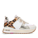 Damenschuhe LIU JO Maxi Wonder 47 Plateau-Sneaker aus Leder und Ponyhaarfarbe Leopard und Muschel