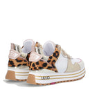 Damenschuhe LIU JO Maxi Wonder 47 Plateau-Sneaker aus Leder und Ponyhaarfarbe Leopard und Muschel