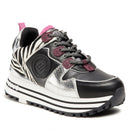 Scarpe Donna LIU JO Sneakers Platform Maxi Wonder 47 in Pelle e Pony Hair colore Zebra White e Black