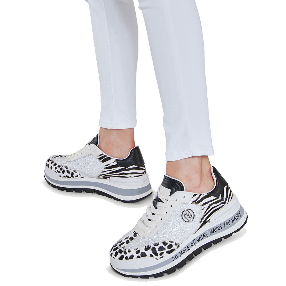 Scarpe Donna LIU JO Sneakers Amazing 02 con Glitter e Dettagli in Pelle effetto Pony Animalier