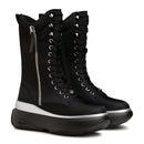 Scarpe Donna LIU JO Chuncky Boots June 06 in Nylon effetto Gommato Nero