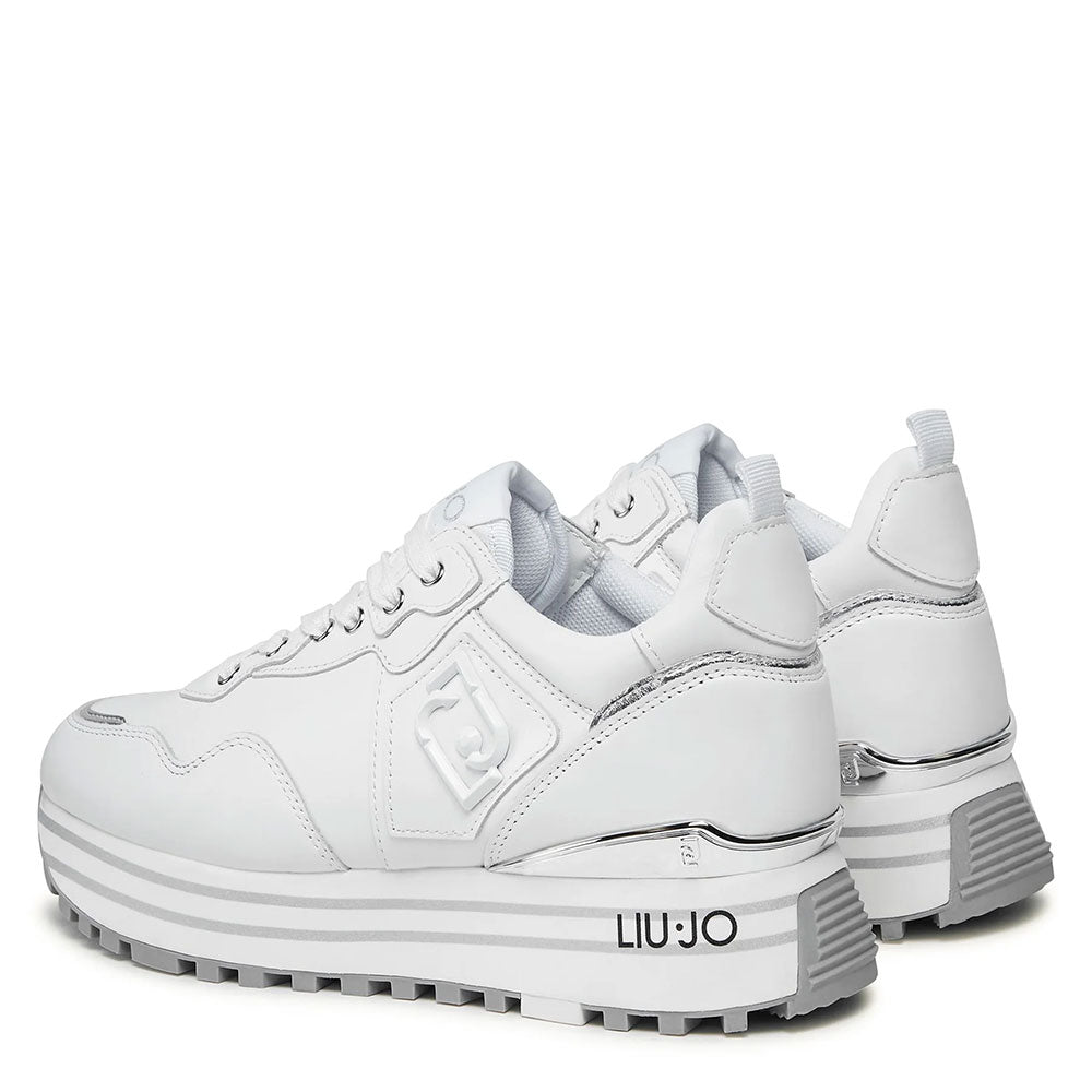 Damenschuhe LIU JO Maxi Wonder 01 Plateau-Sneaker aus weißem Leder