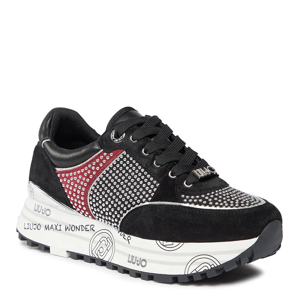 Scarpe Donna LIU JO Maxi Wonder 20 Sneakers Platform in Suede con Borchie colore Nero