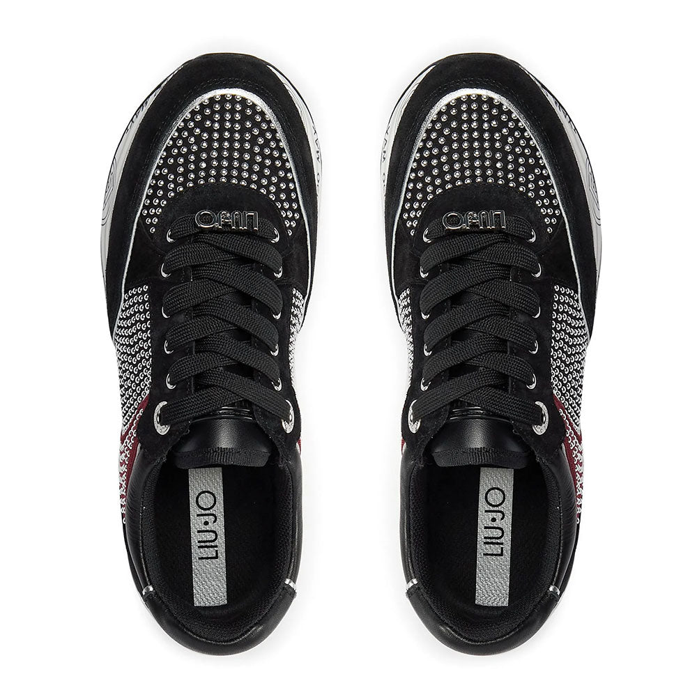 Scarpe Donna LIU JO Maxi Wonder 20 Sneakers Platform in Suede con Borchie colore Nero